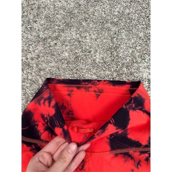 Lululemon Wunder Train High-Rise Crop 23" Wash Tie Dye Carnation Red Black 4 - Picture 6 of 9